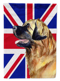 Leonberger with English Union Jack British Flag House Flag 28x40 Porch Sleeve Pole Decorative Outside Yard Banner Artwork Wall Hanging, Polyester