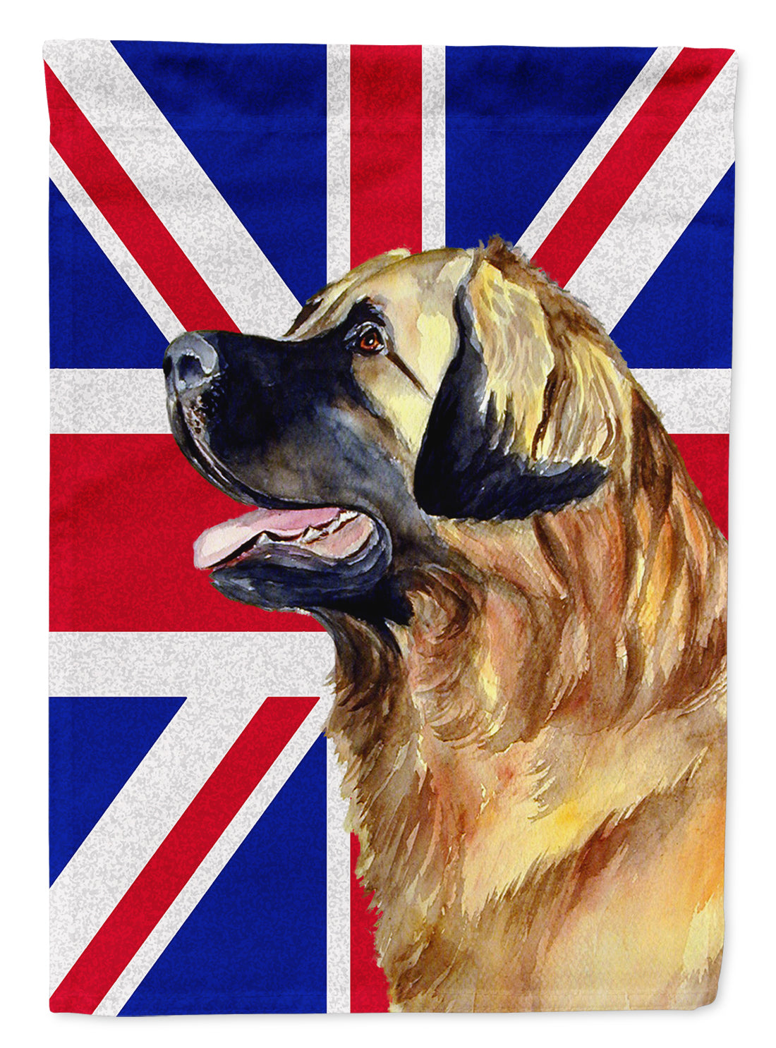 Leonberger with English Union Jack British Flag House Flag 28x40 Porch Sleeve Pole Decorative Outside Yard Banner Artwork Wall Hanging, Polyester