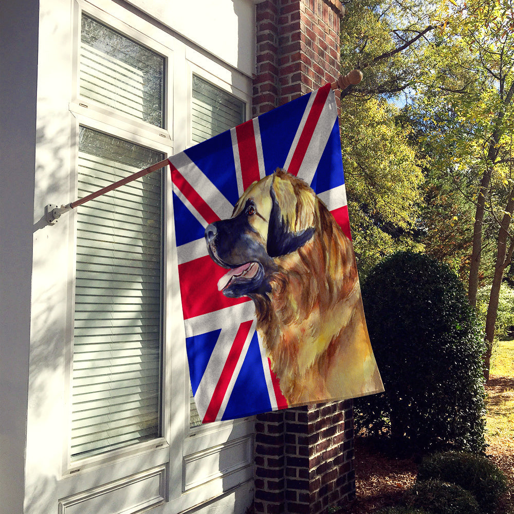 Leonberger with English Union Jack British Flag House Flag 28x40 Porch Sleeve Pole Decorative Outside Yard Banner Artwork Wall Hanging, Polyester
