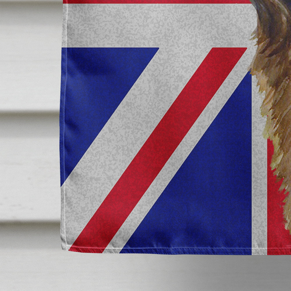 Leonberger with English Union Jack British Flag House Flag 28x40 Porch Sleeve Pole Decorative Outside Yard Banner Artwork Wall Hanging, Polyester