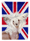 Chinese Crested with English Union Jack British Flag House Flag 28x40 Porch Sleeve Pole Decorative Outside Yard Banner Artwork Wall Hanging, Polyester