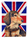 Dachshund with English Union Jack British Flag House Flag 28x40 Porch Sleeve Pole Decorative Outside Yard Banner Artwork Wall Hanging, Polyester