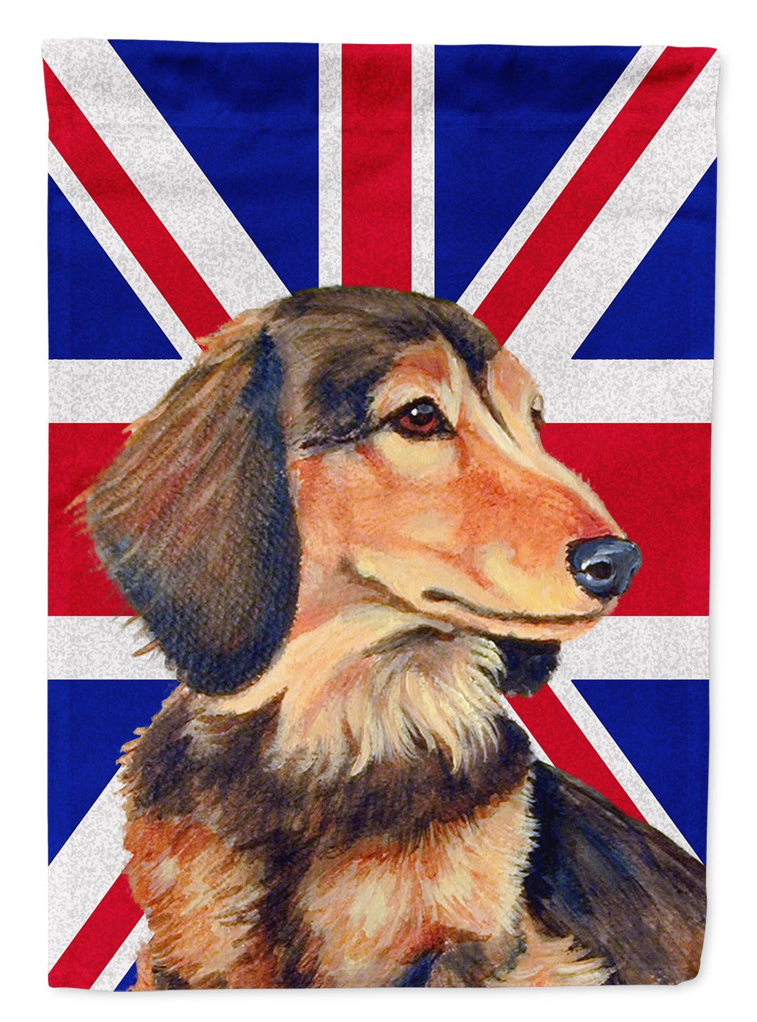 Dachshund with English Union Jack British Flag House Flag 28x40 Porch Sleeve Pole Decorative Outside Yard Banner Artwork Wall Hanging, Polyester
