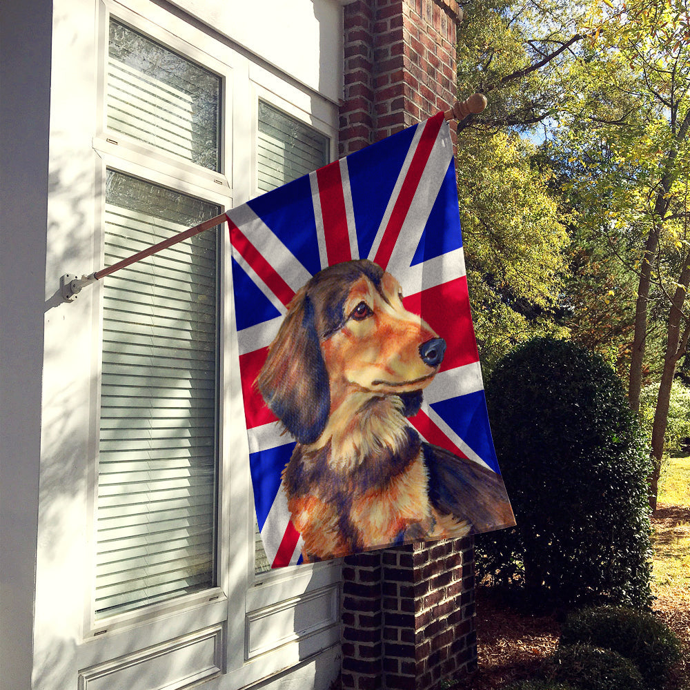 Dachshund with English Union Jack British Flag House Flag 28x40 Porch Sleeve Pole Decorative Outside Yard Banner Artwork Wall Hanging, Polyester