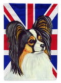 Papillon with English Union Jack British Flag House Flag 28x40 Porch Sleeve Pole Decorative Outside Yard Banner Artwork Wall Hanging, Polyester