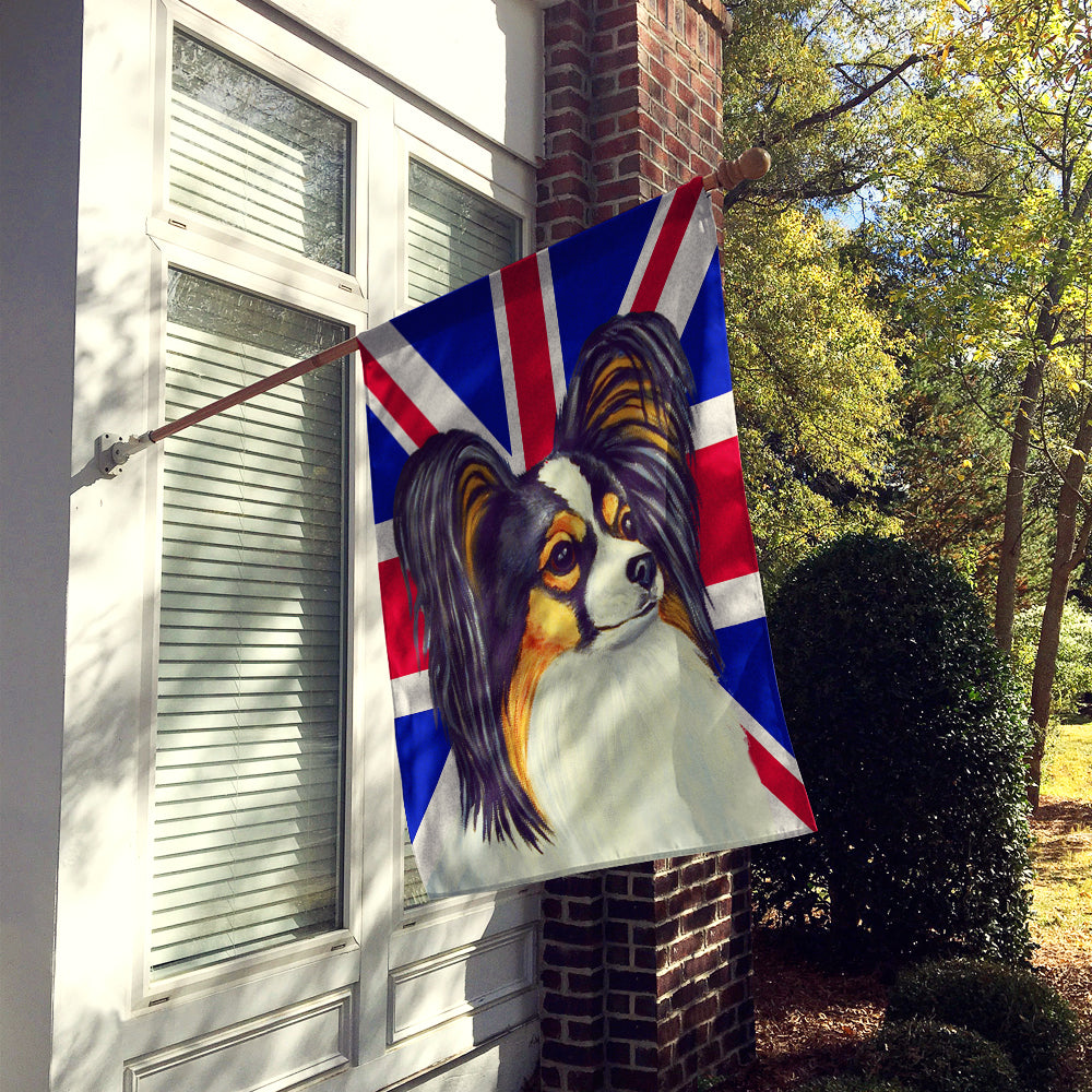 Papillon with English Union Jack British Flag House Flag 28x40 Porch Sleeve Pole Decorative Outside Yard Banner Artwork Wall Hanging, Polyester