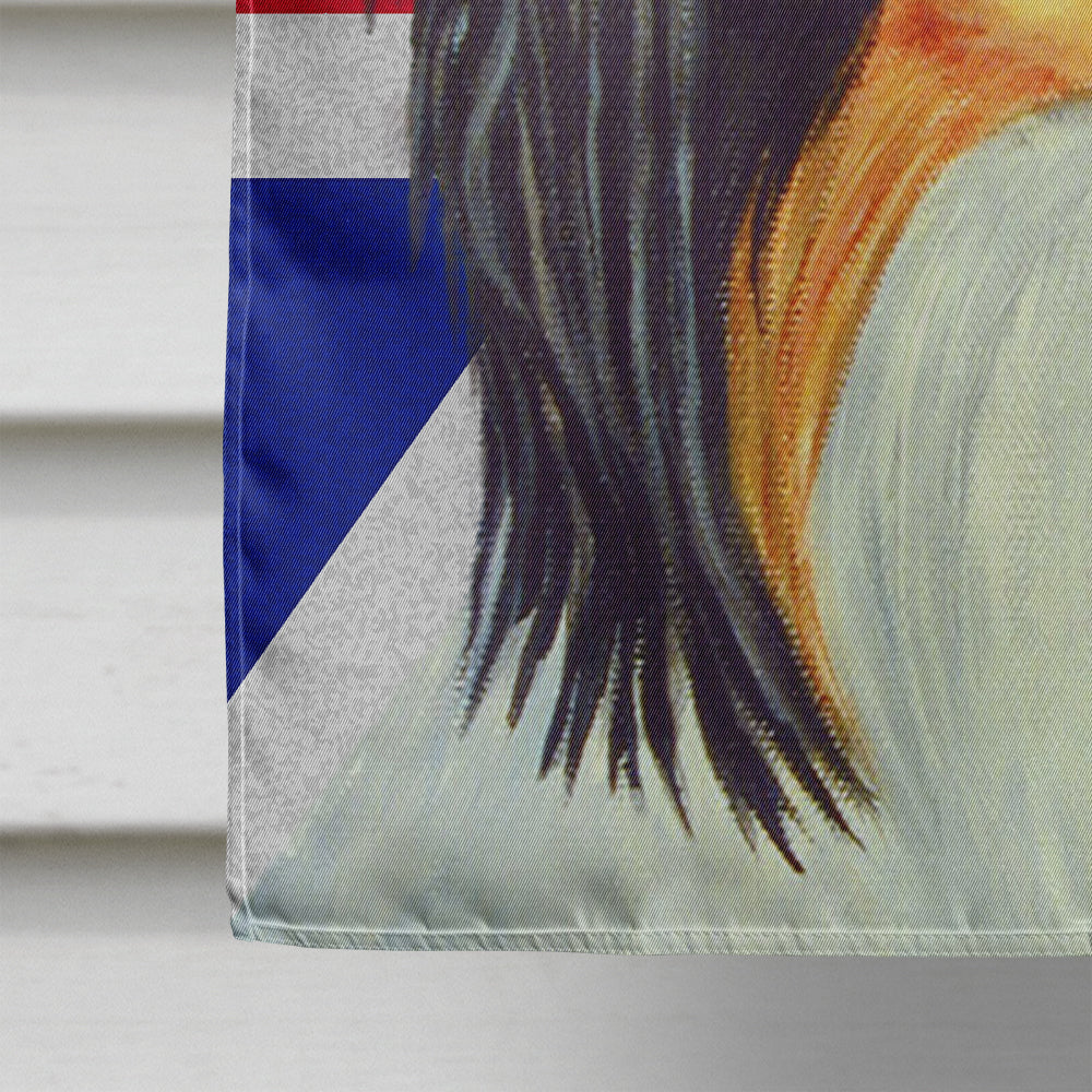 Papillon with English Union Jack British Flag House Flag 28x40 Porch Sleeve Pole Decorative Outside Yard Banner Artwork Wall Hanging, Polyester