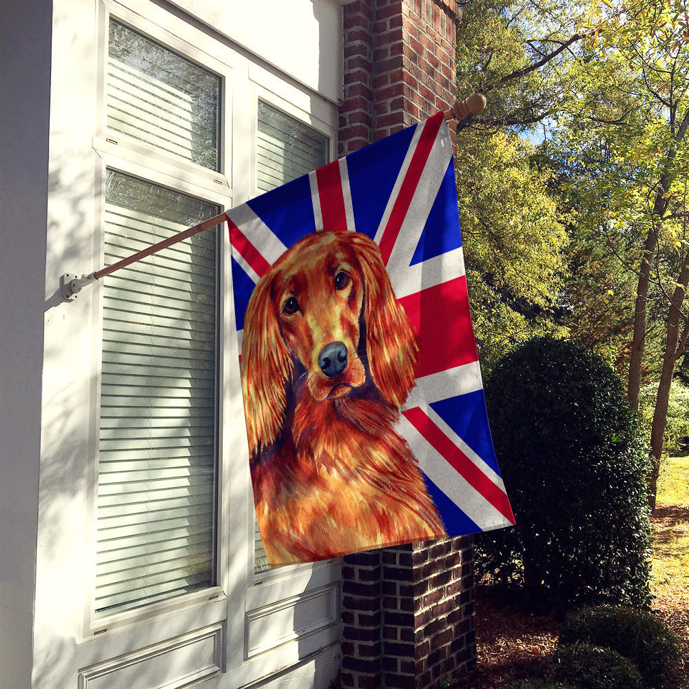 Irish Setter with English Union Jack British Flag House Flag 28x40 Porch Sleeve Pole Decorative Outside Yard Banner Artwork Wall Hanging, Polyester