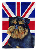 Brussels Griffon with English Union Jack British Flag House Flag 28x40 Porch Sleeve Pole Decorative Outside Yard Banner Artwork Wall Hanging, Polyester