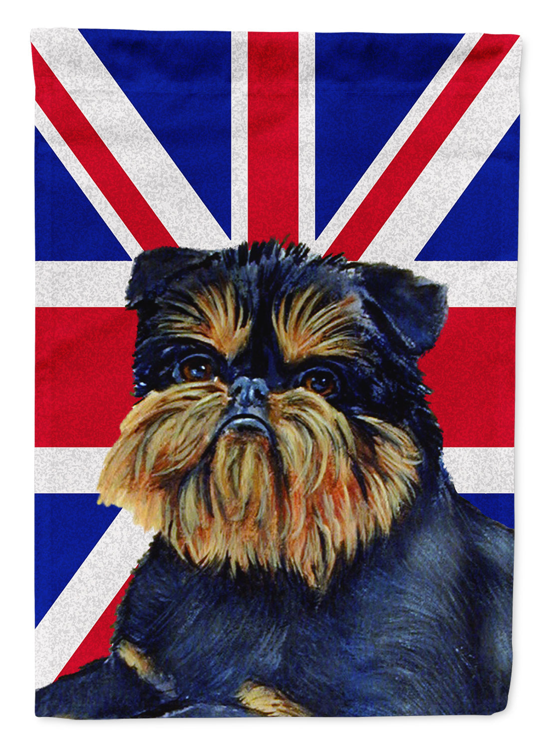 Brussels Griffon with English Union Jack British Flag House Flag 28x40 Porch Sleeve Pole Decorative Outside Yard Banner Artwork Wall Hanging, Polyester