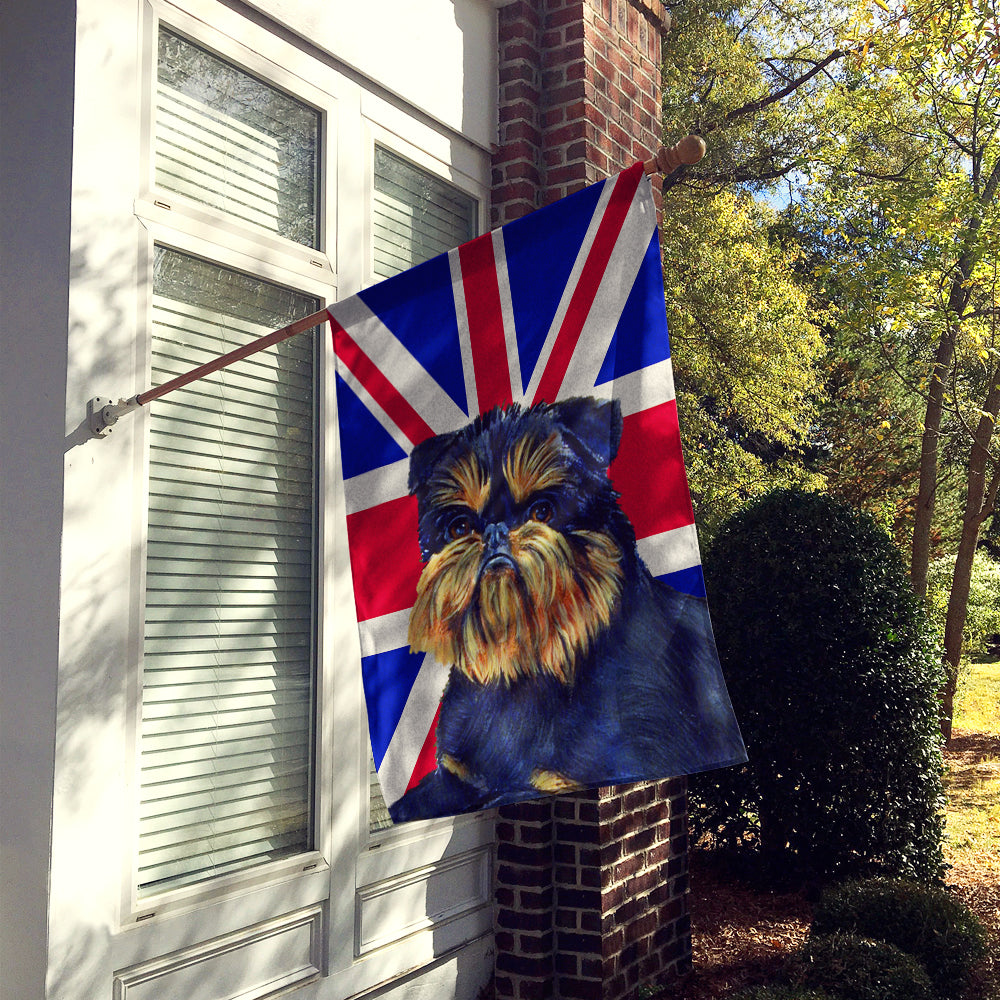 Brussels Griffon with English Union Jack British Flag House Flag 28x40 Porch Sleeve Pole Decorative Outside Yard Banner Artwork Wall Hanging, Polyester