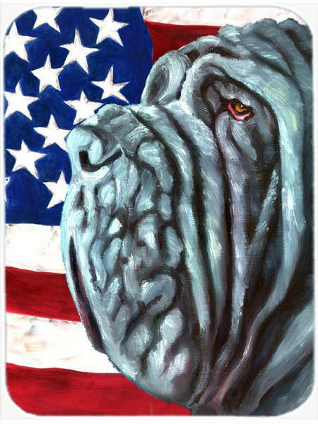 Neapolitan Mastiff USA Patriotic American Flag Cutting Board Tempered Glass Kitchen Cutting Surface, Heat Resistant Chopping, Non-Slip Feet, Food Prep & Serving