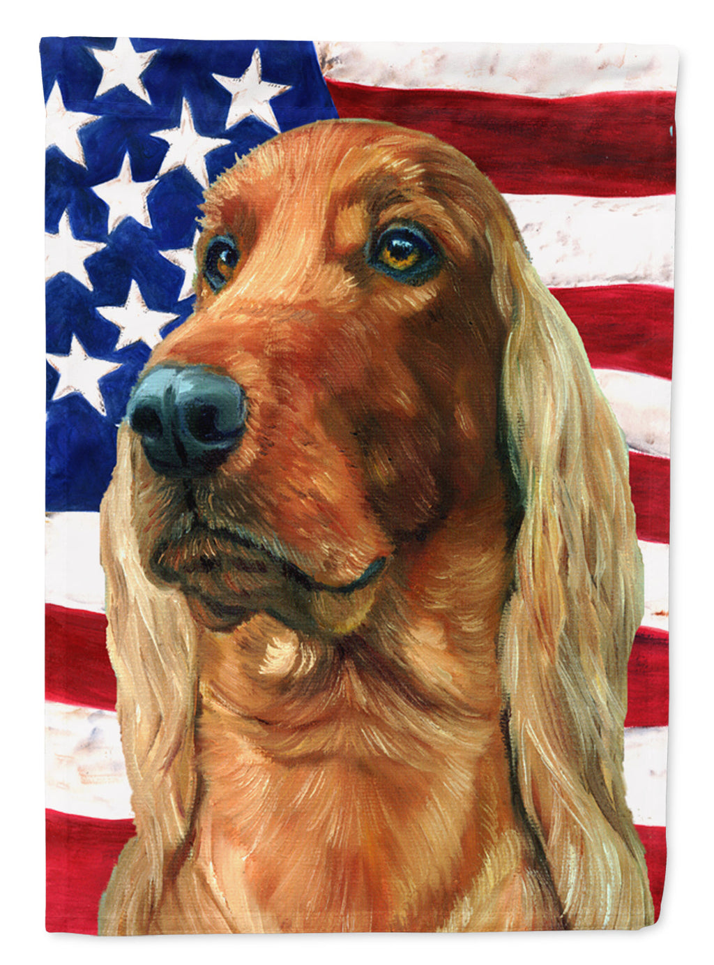 Irish Setter USA Patriotic American Flag House Flag 28x40 Porch Sleeve Pole Decorative Outside Yard Banner Artwork Wall Hanging, Polyester