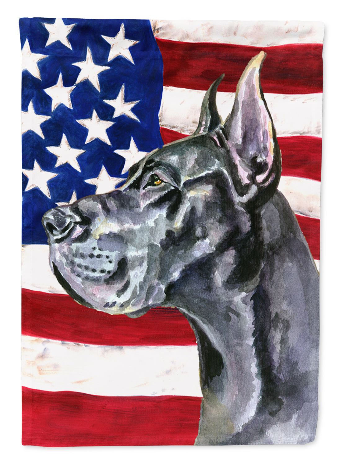 Black Great Dane USA Patriotic American Flag House Flag 28x40 Porch Sleeve Pole Decorative Outside Yard Banner Artwork Wall Hanging, Polyester