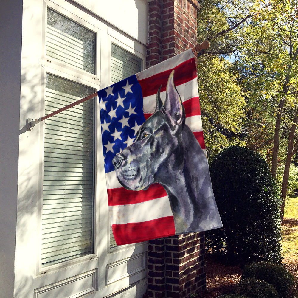Black Great Dane USA Patriotic American Flag House Flag 28x40 Porch Sleeve Pole Decorative Outside Yard Banner Artwork Wall Hanging, Polyester