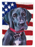 Black Great Dane Puppy USA Patriotic American Flag House Flag 28x40 Porch Sleeve Pole Decorative Outside Yard Banner Artwork Wall Hanging, Polyester