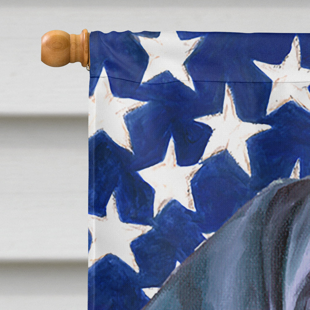 Black Great Dane Puppy USA Patriotic American Flag House Flag 28x40 Porch Sleeve Pole Decorative Outside Yard Banner Artwork Wall Hanging, Polyester
