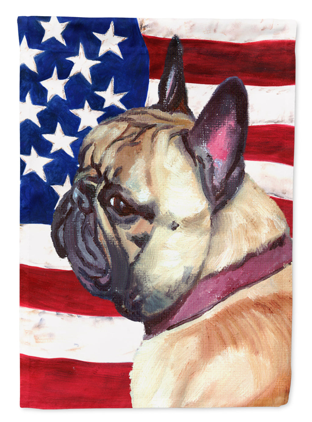 French Bulldog Frenchie USA Patriotic American Flag House Flag 28x40 Porch Sleeve Pole Decorative Outside Yard Banner Artwork Wall Hanging, Polyester