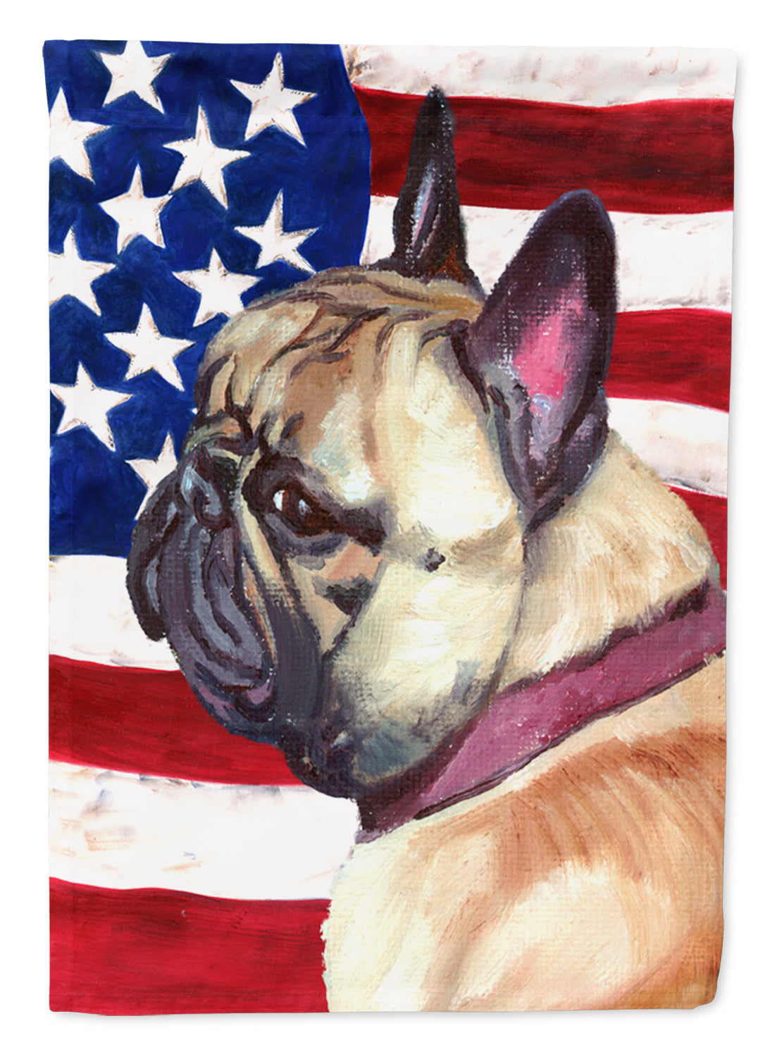 French Bulldog Frenchie USA Patriotic American Flag House Flag 28x40 Porch Sleeve Pole Decorative Outside Yard Banner Artwork Wall Hanging, Polyester