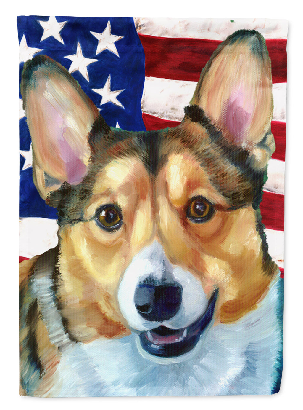 Corgi USA Patriotic American Flag House Flag 28x40 Porch Sleeve Pole Decorative Outside Yard Banner Artwork Wall Hanging, Polyester