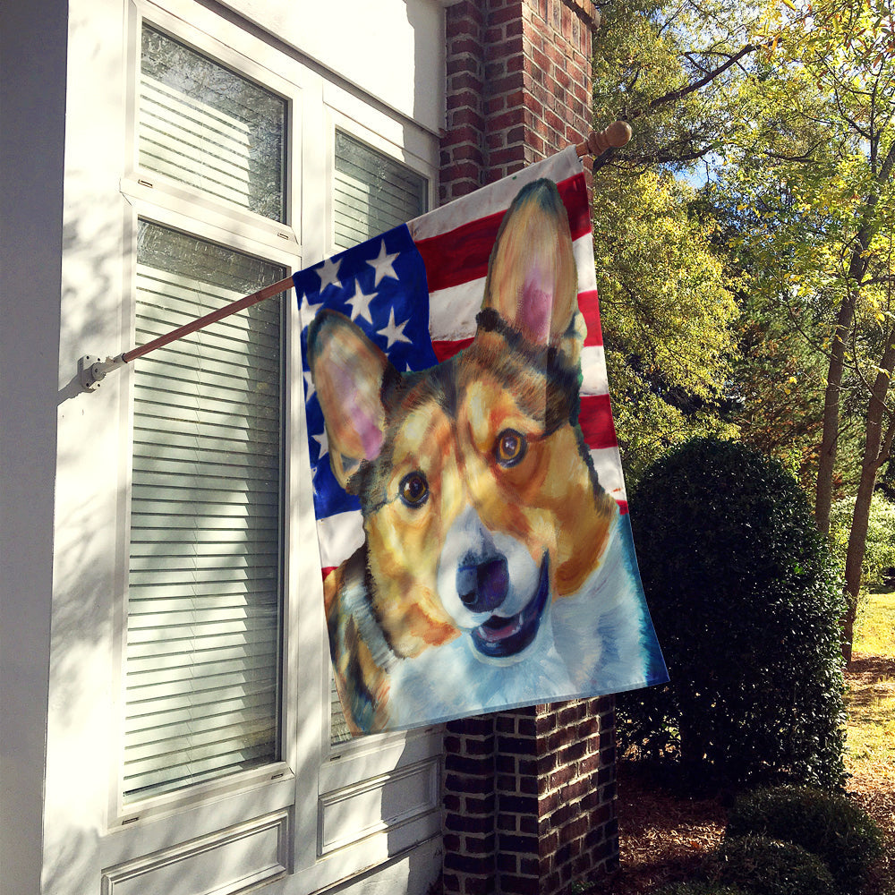 Corgi USA Patriotic American Flag House Flag 28x40 Porch Sleeve Pole Decorative Outside Yard Banner Artwork Wall Hanging, Polyester