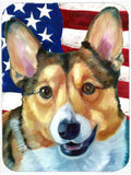 Corgi USA Patriotic American Flag Cutting Board Tempered Glass Kitchen Cutting Surface, Heat Resistant Chopping, Non-Slip Feet, Food Prep & Serving