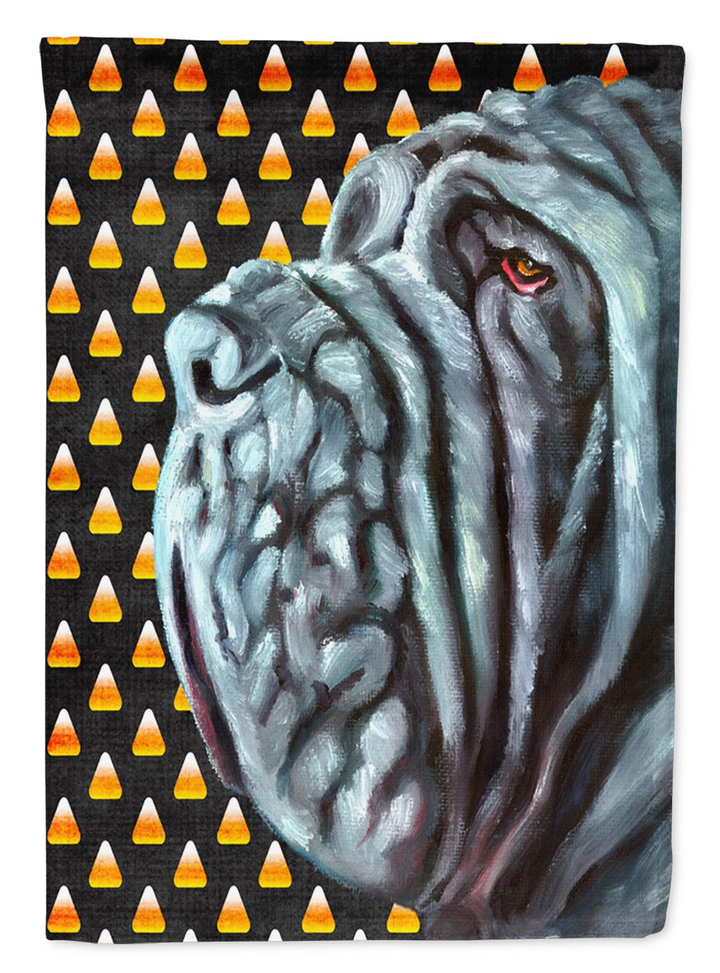 Neapolitan Mastiff Candy Corn Halloween House Flag 28x40 Porch Sleeve Pole Decorative Outside Yard Banner Artwork Wall Hanging, Polyester