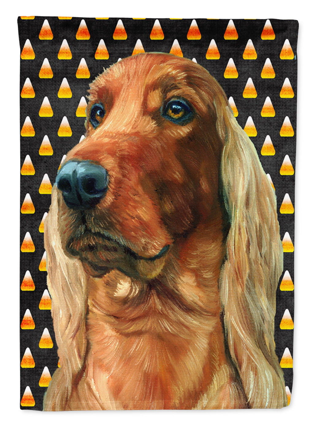 Irish Setter Candy Corn Halloween House Flag 28x40 Porch Sleeve Pole Decorative Outside Yard Banner Artwork Wall Hanging, Polyester