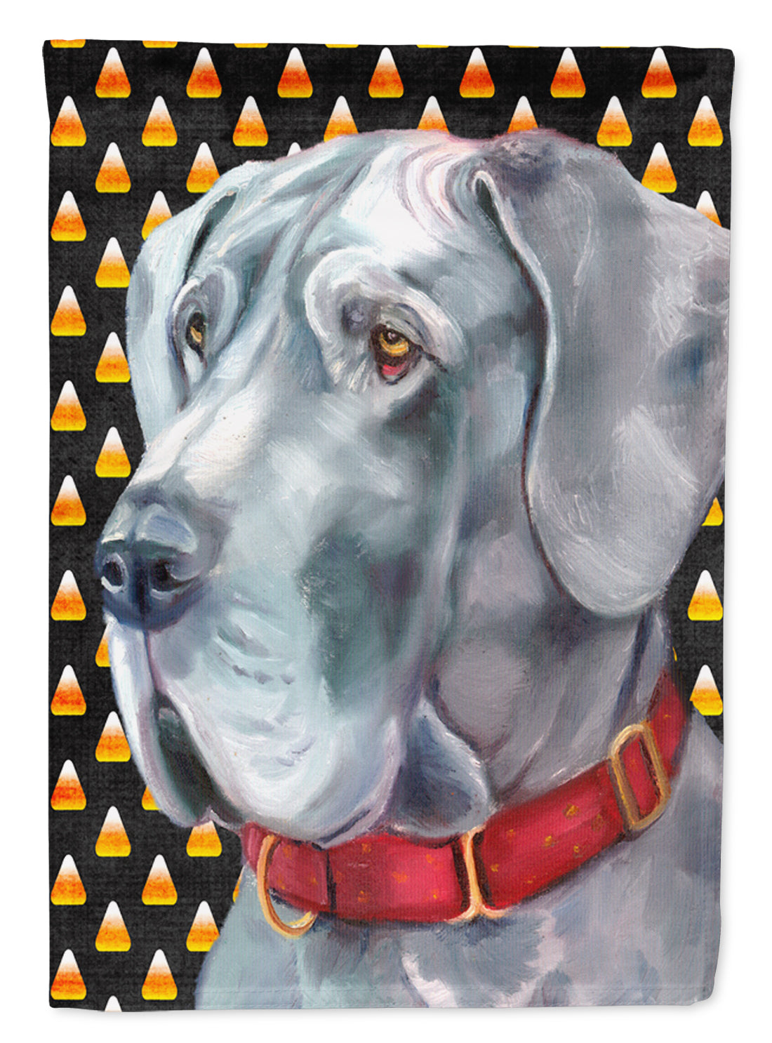 Great Dane Candy Corn Halloween House Flag 28x40 Porch Sleeve Pole Decorative Outside Yard Banner Artwork Wall Hanging, Polyester