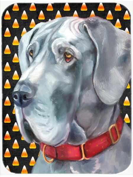 Great Dane Candy Corn Halloween Cutting Board Tempered Glass Kitchen Cutting Surface, Heat Resistant Chopping, Non-Slip Feet, Food Prep & Serving