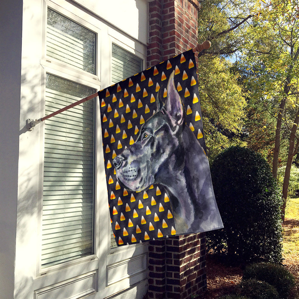 Black Great Dane Candy Corn Halloween House Flag 28x40 Porch Sleeve Pole Decorative Outside Yard Banner Artwork Wall Hanging, Polyester
