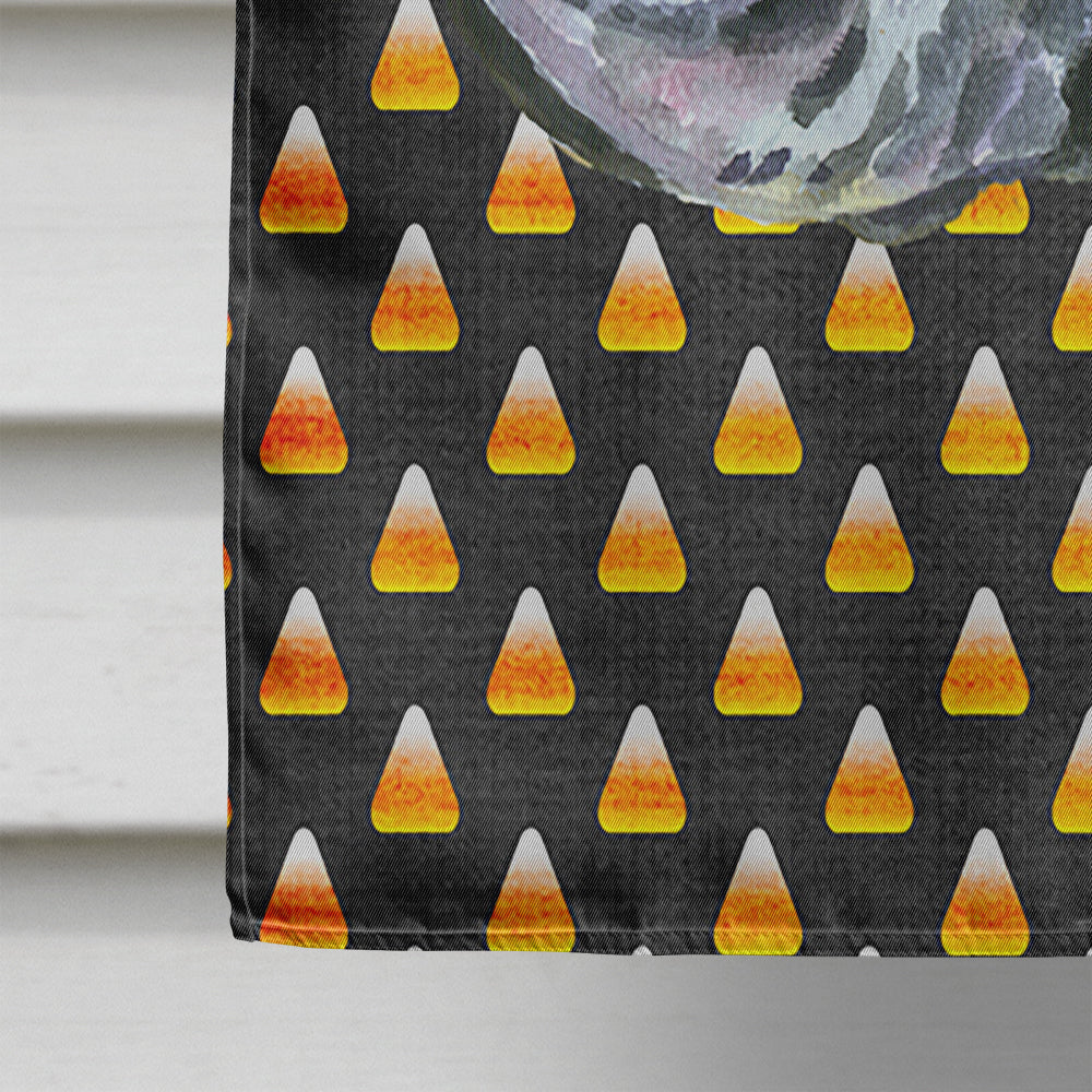 Black Great Dane Candy Corn Halloween House Flag 28x40 Porch Sleeve Pole Decorative Outside Yard Banner Artwork Wall Hanging, Polyester
