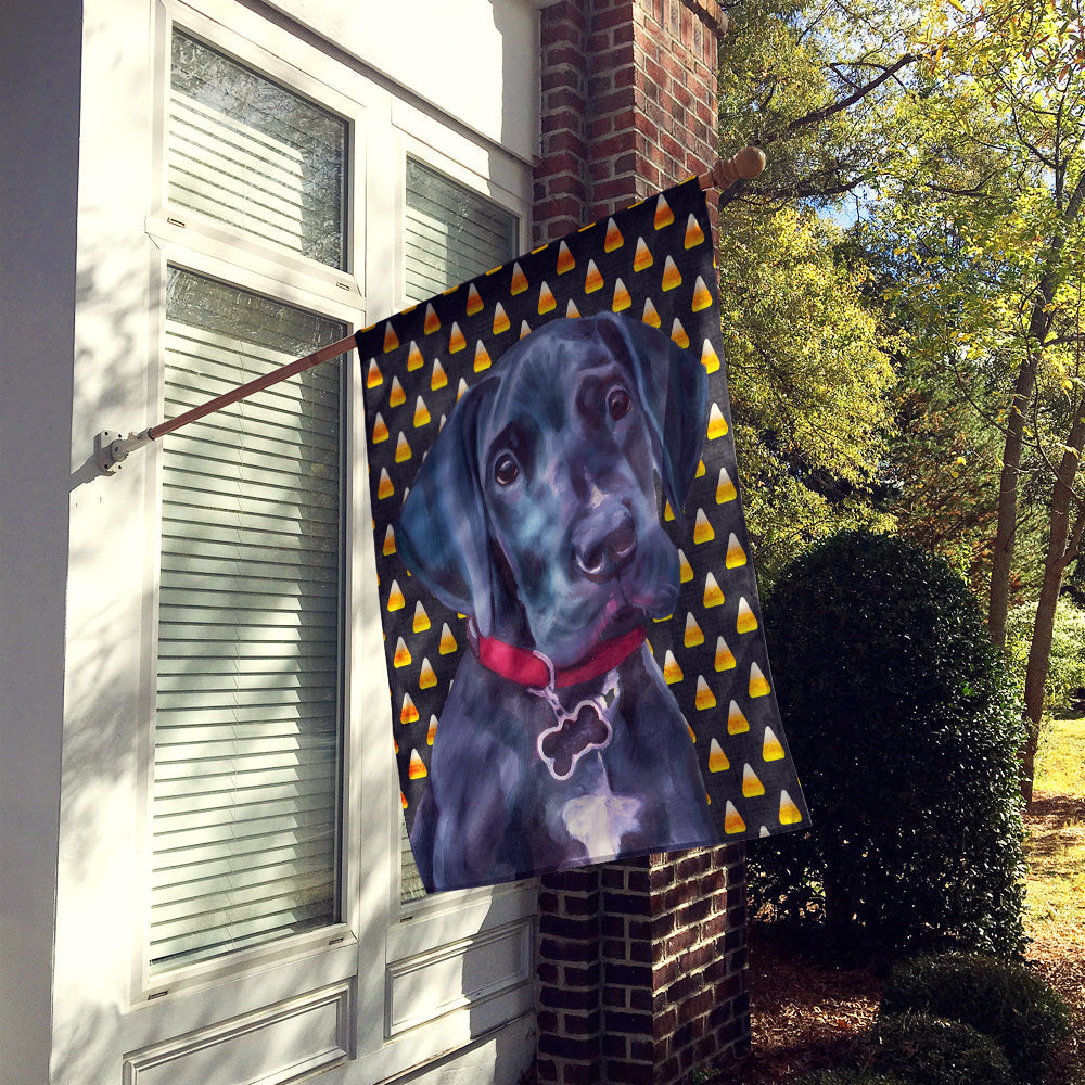 Black Great Dane Puppy Candy Corn Halloween House Flag 28x40 Porch Sleeve Pole Decorative Outside Yard Banner Artwork Wall Hanging, Polyester