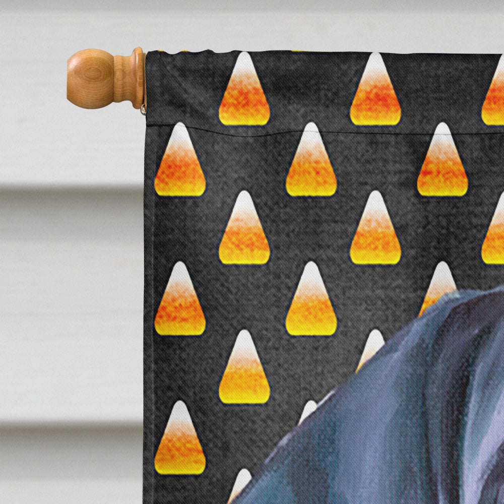 Black Great Dane Puppy Candy Corn Halloween House Flag 28x40 Porch Sleeve Pole Decorative Outside Yard Banner Artwork Wall Hanging, Polyester