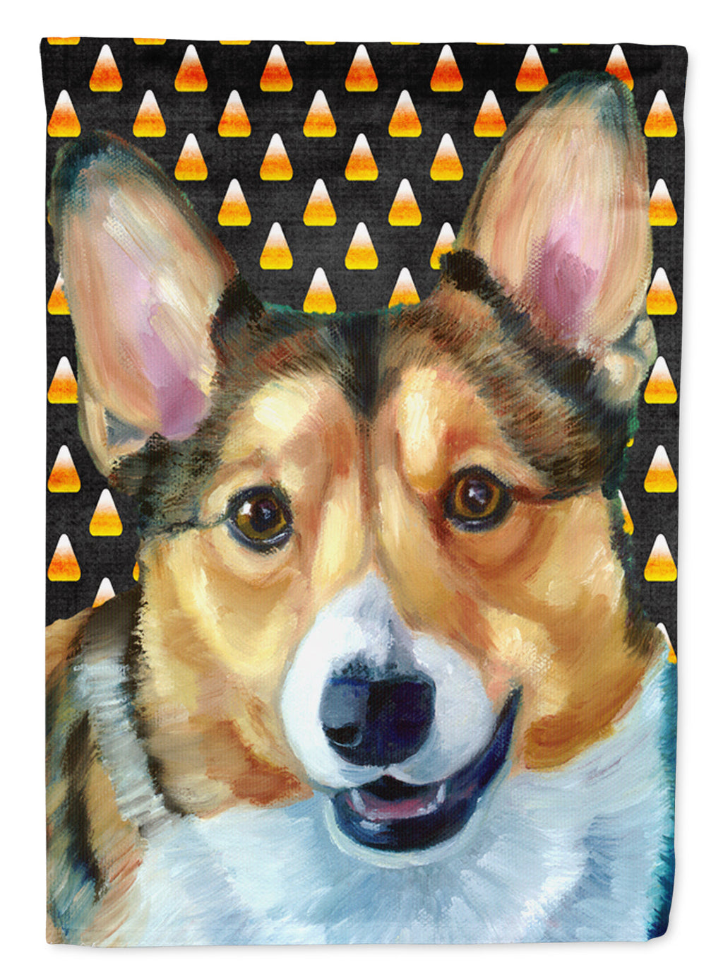 Corgi Candy Corn Halloween House Flag 28x40 Porch Sleeve Pole Decorative Outside Yard Banner Artwork Wall Hanging, Polyester