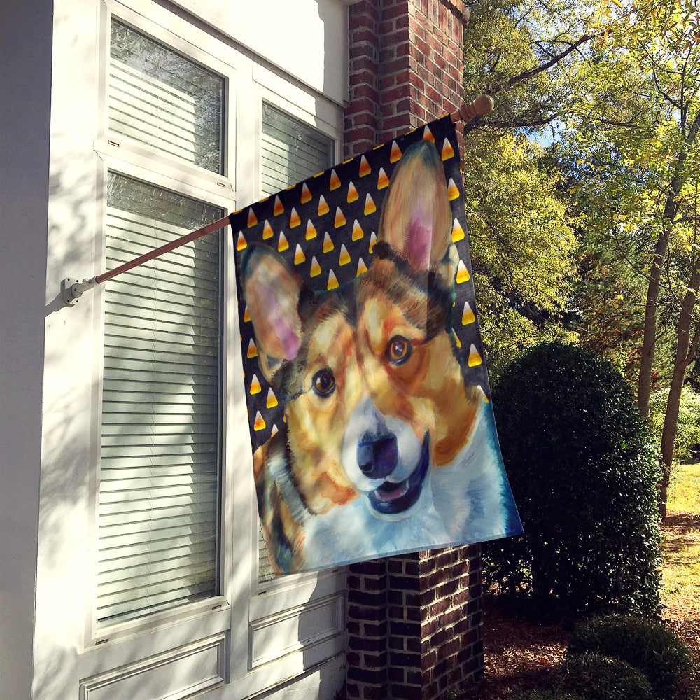 Corgi Candy Corn Halloween House Flag 28x40 Porch Sleeve Pole Decorative Outside Yard Banner Artwork Wall Hanging, Polyester