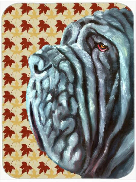 Neapolitan Mastiff Fall Leaves Cutting Board Tempered Glass Kitchen Cutting Surface, Heat Resistant Chopping, Non-Slip Feet, Food Prep & Serving