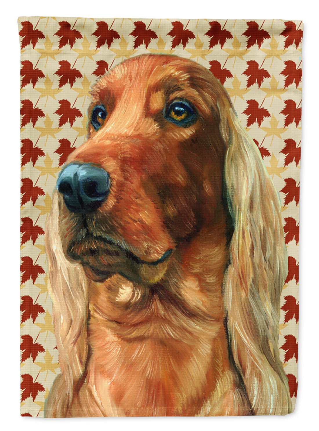Irish Setter Fall Leaves House Flag 28x40 Porch Sleeve Pole Decorative Outside Yard Banner Artwork Wall Hanging, Polyester