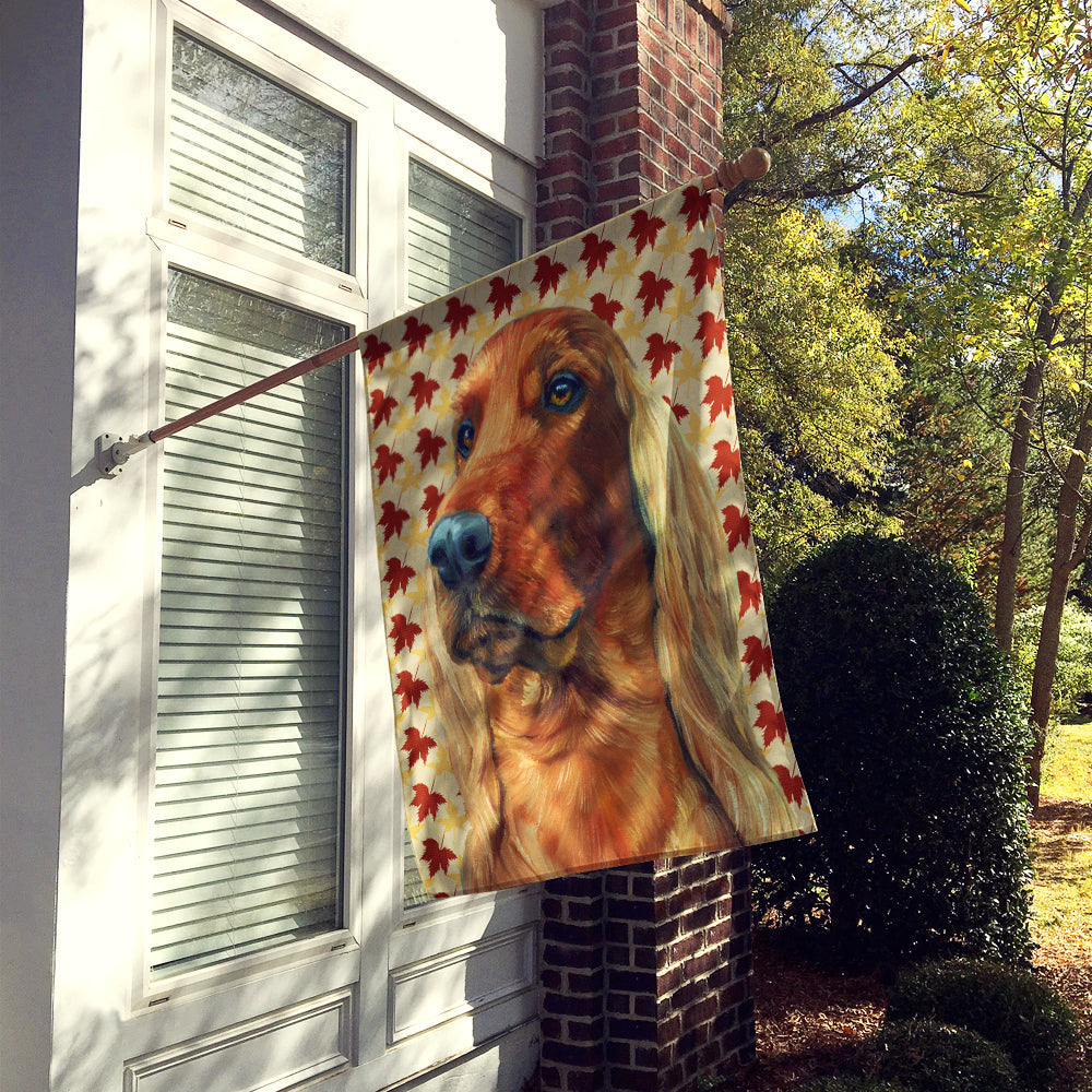 Irish Setter Fall Leaves House Flag 28x40 Porch Sleeve Pole Decorative Outside Yard Banner Artwork Wall Hanging, Polyester