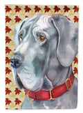 Great Dane Fall Leaves House Flag 28x40 Porch Sleeve Pole Decorative Outside Yard Banner Artwork Wall Hanging, Polyester