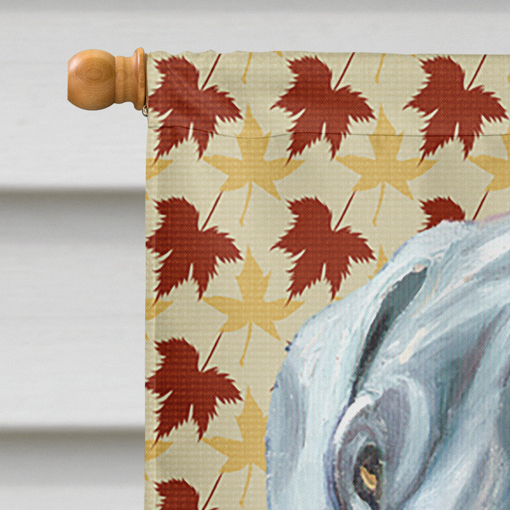 Great Dane Fall Leaves House Flag 28x40 Porch Sleeve Pole Decorative Outside Yard Banner Artwork Wall Hanging, Polyester