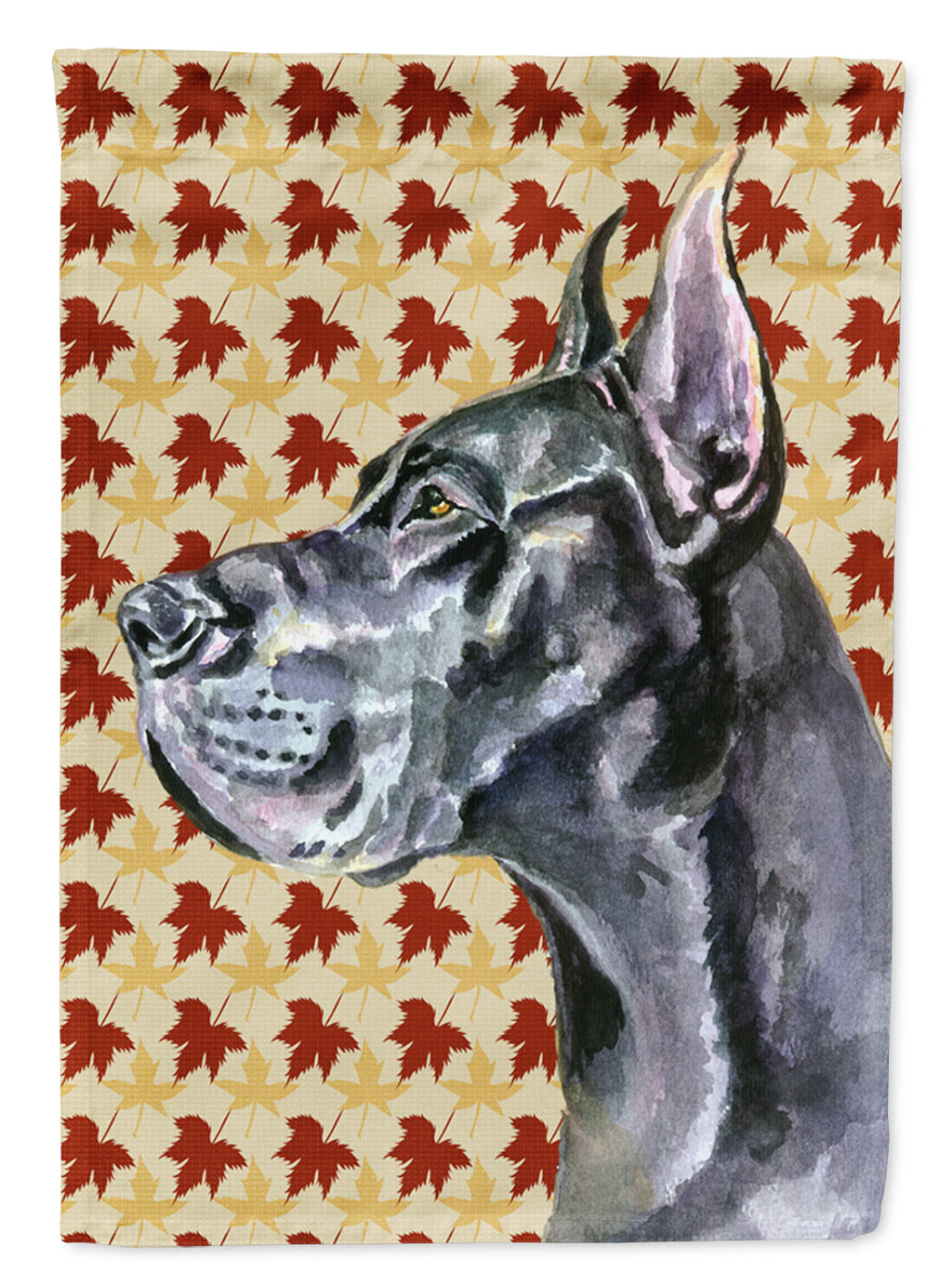 Black Great Dane Fall Leaves House Flag 28x40 Porch Sleeve Pole Decorative Outside Yard Banner Artwork Wall Hanging, Polyester
