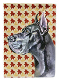 Black Great Dane Fall Leaves House Flag 28x40 Porch Sleeve Pole Decorative Outside Yard Banner Artwork Wall Hanging, Polyester