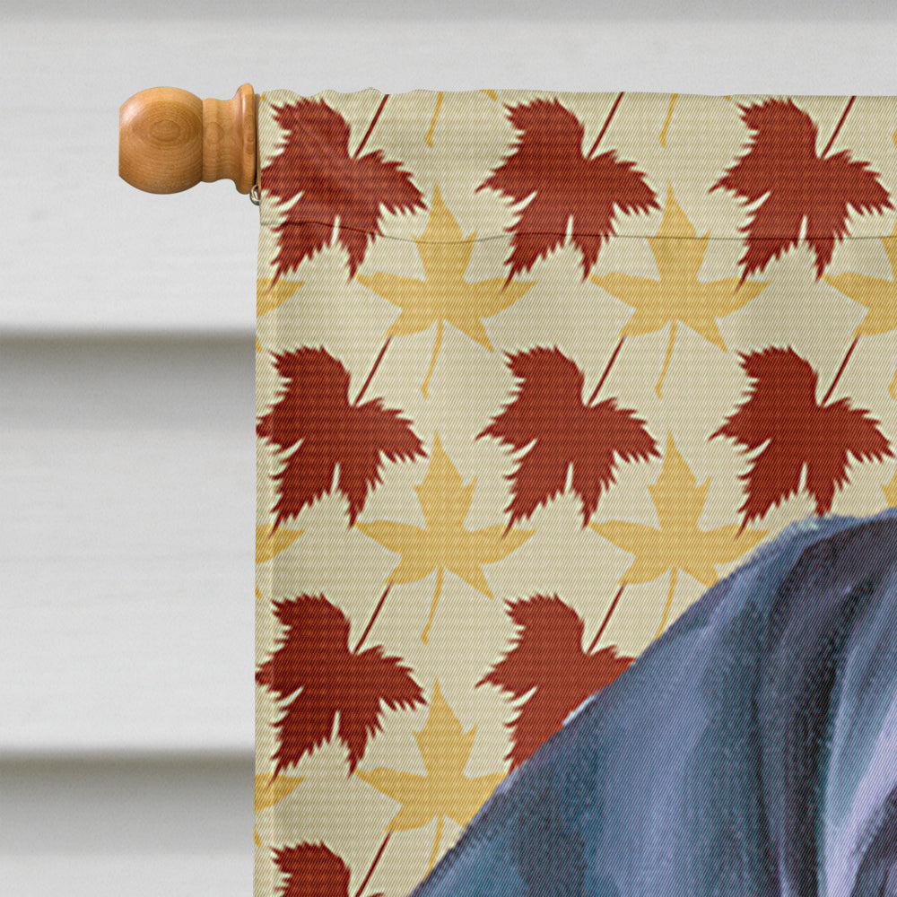 Black Great Dane Puppy Fall Leaves House Flag 28x40 Porch Sleeve Pole Decorative Outside Yard Banner Artwork Wall Hanging, Polyester