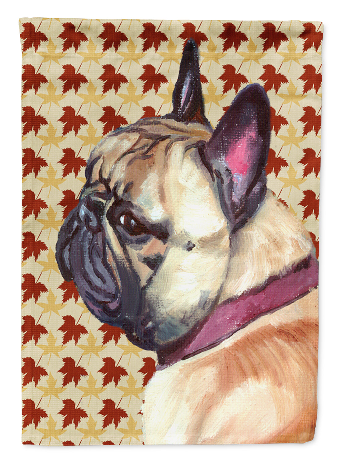 French Bulldog Frenchie Fall Leaves House Flag 28x40 Porch Sleeve Pole Decorative Outside Yard Banner Artwork Wall Hanging, Polyester