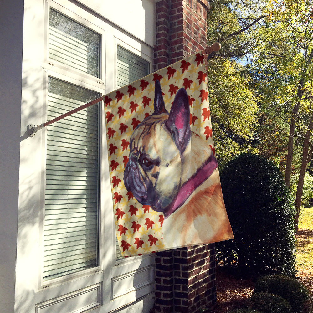 French Bulldog Frenchie Fall Leaves House Flag 28x40 Porch Sleeve Pole Decorative Outside Yard Banner Artwork Wall Hanging, Polyester