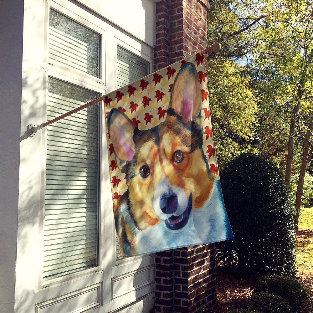 Corgi Fall Leaves House Flag 28x40 Porch Sleeve Pole Decorative Outside Yard Banner Artwork Wall Hanging, Polyester