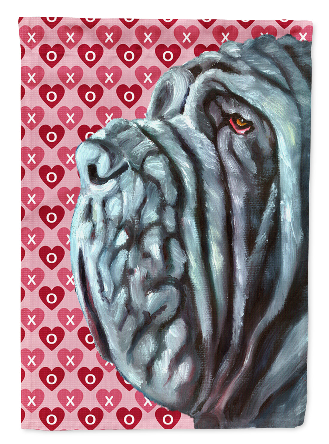 Neapolitan Mastiff Hearts Love and Valentine's Day House Flag 28x40 Porch Sleeve Pole Decorative Outside Yard Banner Artwork Wall Hanging, Polyester
