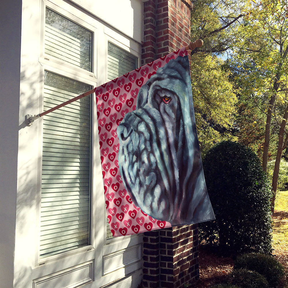 Neapolitan Mastiff Hearts Love and Valentine's Day House Flag 28x40 Porch Sleeve Pole Decorative Outside Yard Banner Artwork Wall Hanging, Polyester