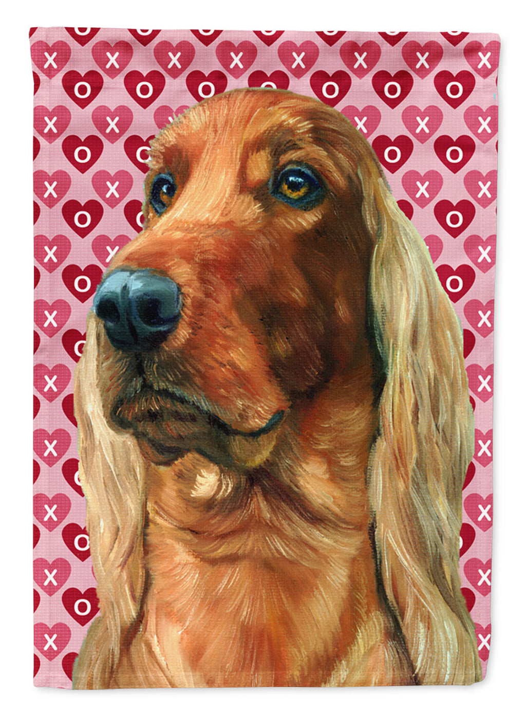 Irish Setter Hearts Love and Valentine's Day House Flag 28x40 Porch Sleeve Pole Decorative Outside Yard Banner Artwork Wall Hanging, Polyester